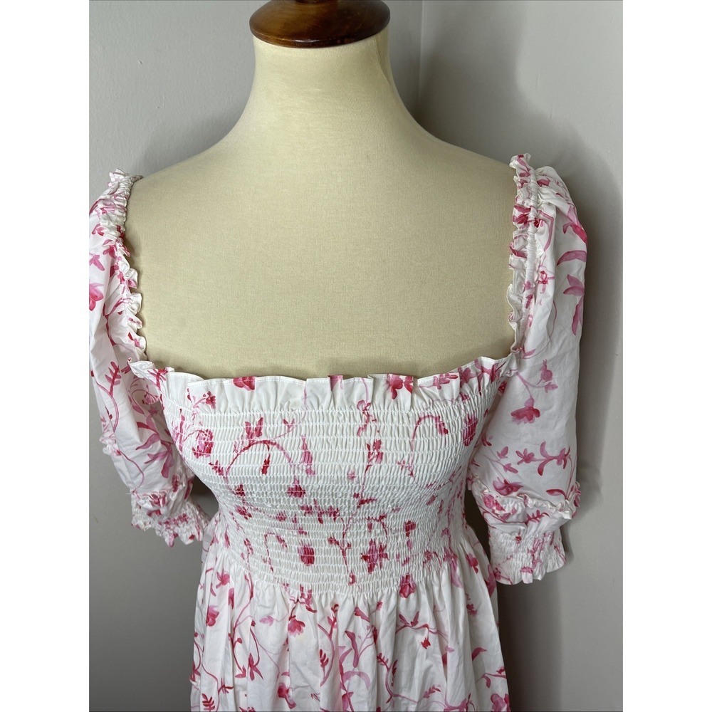 Hill House Nesli Nap Dress in Pink Rose Botanica XS - Picture 7 of 10